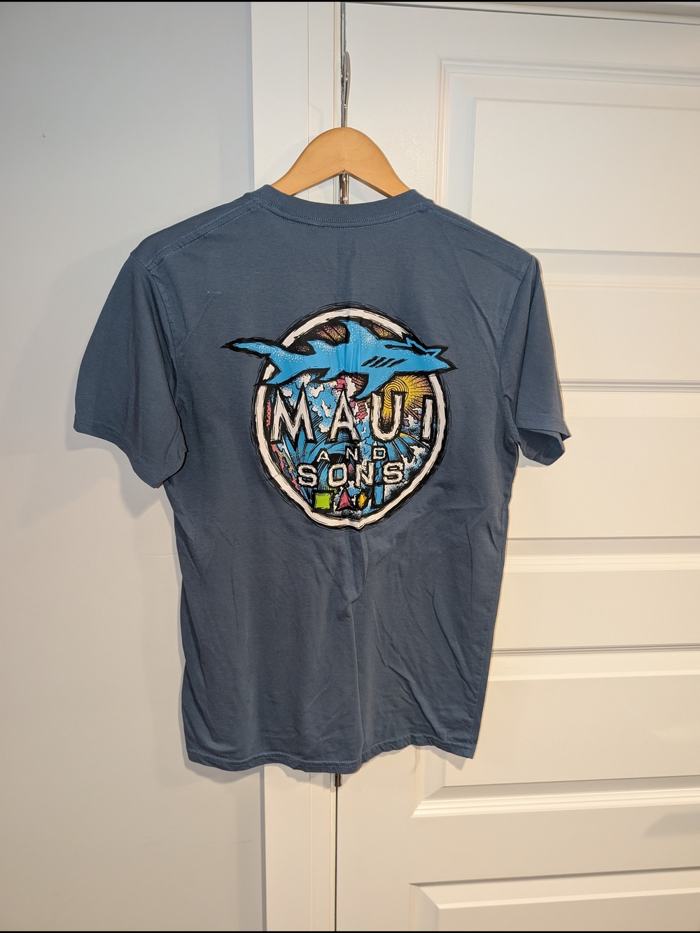 Maui and Sons Men's Slate Blue Logo T-Shirt